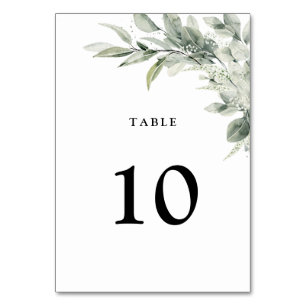 Tarjeta De Mesa Boda Botánico Minimalista de Eucalipto Verde Sage