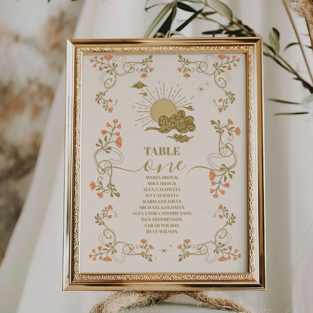 Tarjeta De Mesa Boda botánico místico vintage Gold (Subido por el creador)
