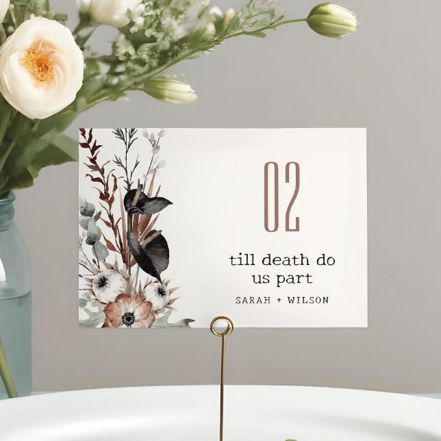 Tarjeta De Mesa Boda botánico negro de roya gótica rústica boho (Subido por el creador)