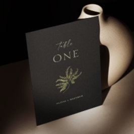 Tarjeta De Mesa Boda Botánico Negro | Verdor minimalista