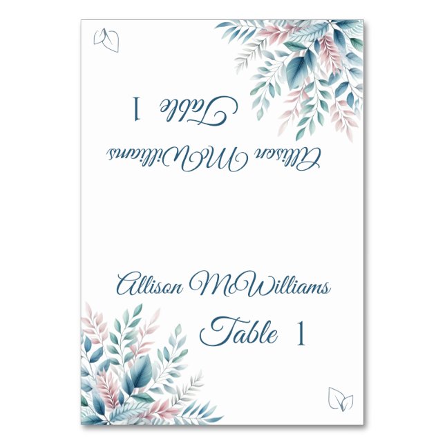 Tarjeta De Mesa Boda Botánico Pastel-Icono vegetariano (Anverso)