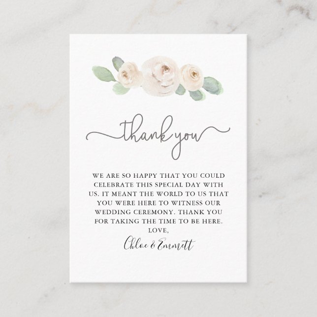 Tarjeta De Mesa Boda Botánico Rosa Blanca Gracias Por Colocar Tarj (Anverso)