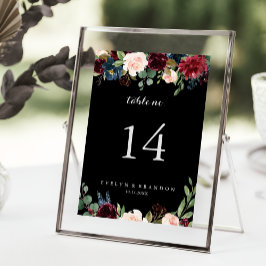 Tarjeta De Mesa Boda Botánico Rústico Negro