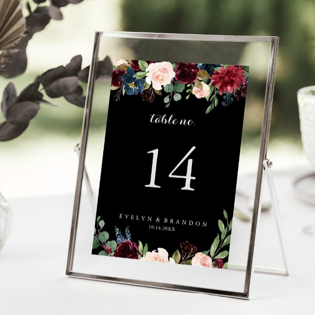 Tarjeta De Mesa Boda Botánico Rústico Negro (Subido por el creador)