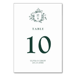 Tarjeta De Mesa Boda botánico vintage de Emerald Greenery