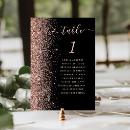 Tarjeta De Mesa Boda Brillo Dorado Rosa Negra