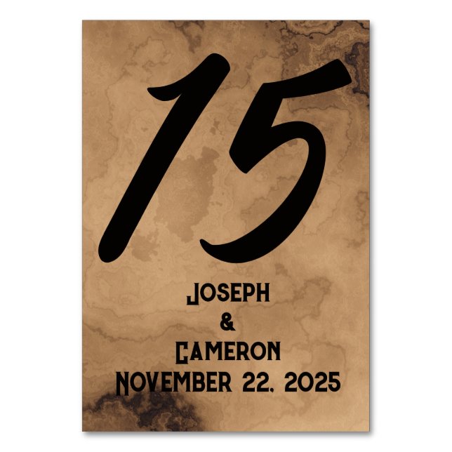 Tarjeta De Mesa Boda Brown Walnut Burl (Anverso)