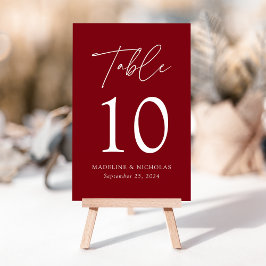 Tarjeta De Mesa Boda Burgundy Minimalista Moderna