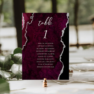 Tarjeta De Mesa Boda Burgundy Silver Agata
