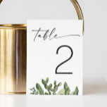 Tarjeta De Mesa Boda Cactus de color de agua | Desierto moderno el<br><div class="desc">Podrá guiar a sus huéspedes sin esfuerzo con esta moderna tarjeta de números de mesa con temática de cactus. Con sus suaves ilustraciones acuáticos de cactus desérticos y su elegante tipografía de escritura, le da un sutil encanto suroccidental a su decoración de recepción. La disposición minimalista y los tonos neutros...</div>