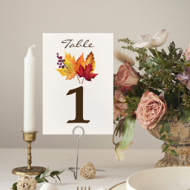Tarjeta De Mesa Boda Caída de las hojas de otoño