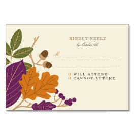 Tarjeta De Mesa Boda Caída de Pluma y Calabaza RSVP
