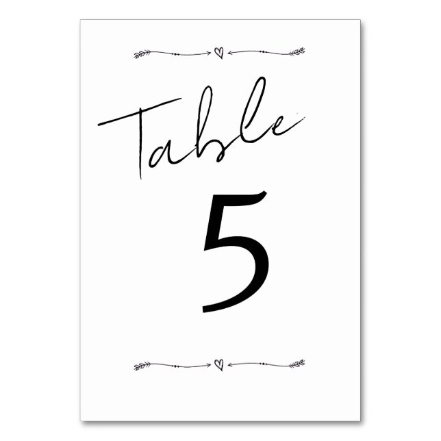 Tarjeta de mesa boda caligrafía moderna minimalist (Anverso)