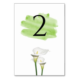 Tarjeta De Mesa Boda Calla Lilies Watercolor Blanco