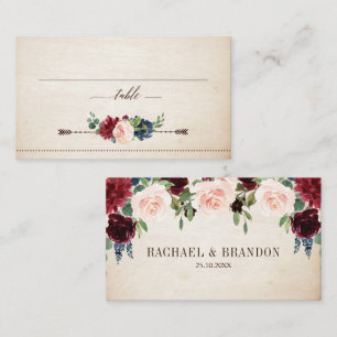 Tarjeta De Mesa Boda campestre de Boho floral de la Marina de Borg