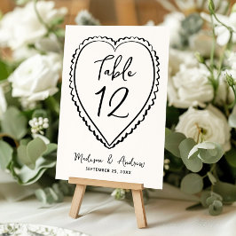 Tarjeta De Mesa Boda caprichosa con corazón negro
