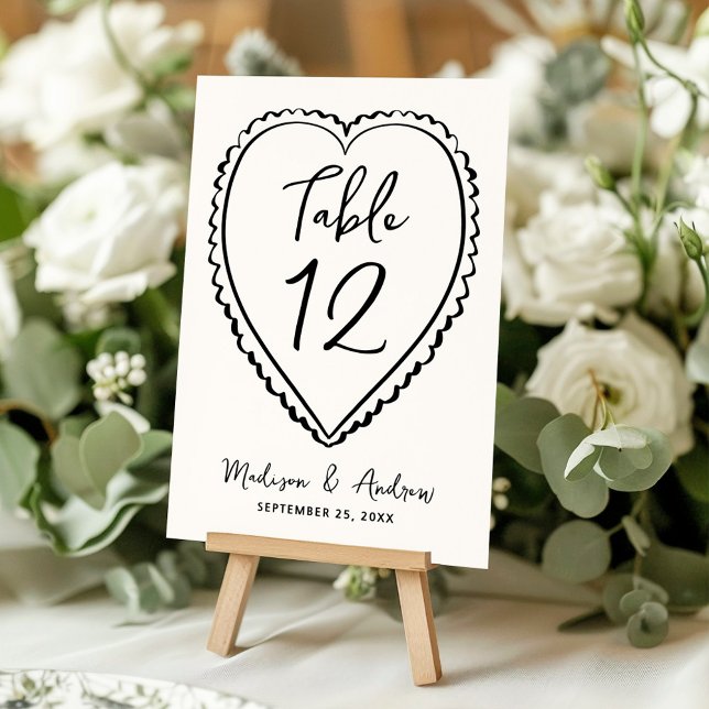 Tarjeta De Mesa Boda caprichosa con corazón negro (Subido por el creador)