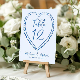 Tarjeta De Mesa Boda caprichosa del corazón azul