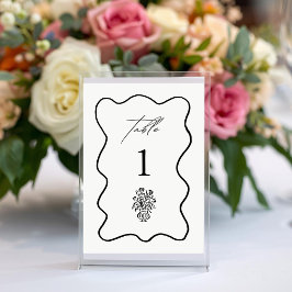 Tarjeta De Mesa Boda Caprichosa Floral Caprichosa Dibujada a Mano