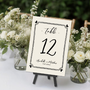 Tarjeta De Mesa Boda Caprichosa Vintage Dibujada a Mano