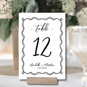 Tarjeta De Mesa Boda Caprichosa y Caprichosa Dibujada a Mano