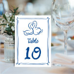 Tarjeta De Mesa Boda caprichoso de cisnes dibujado a mano<br><div class="desc">Este moderno número de mesa boda cuenta con dos cisnes dibujados a mano y el aspecto de la tipografía con letras a mano en el perfecto tono azul. Este diseño es de doble cara y el mismo en ambos lados. La estética general está hecha a medida y es divertida, pero...</div>