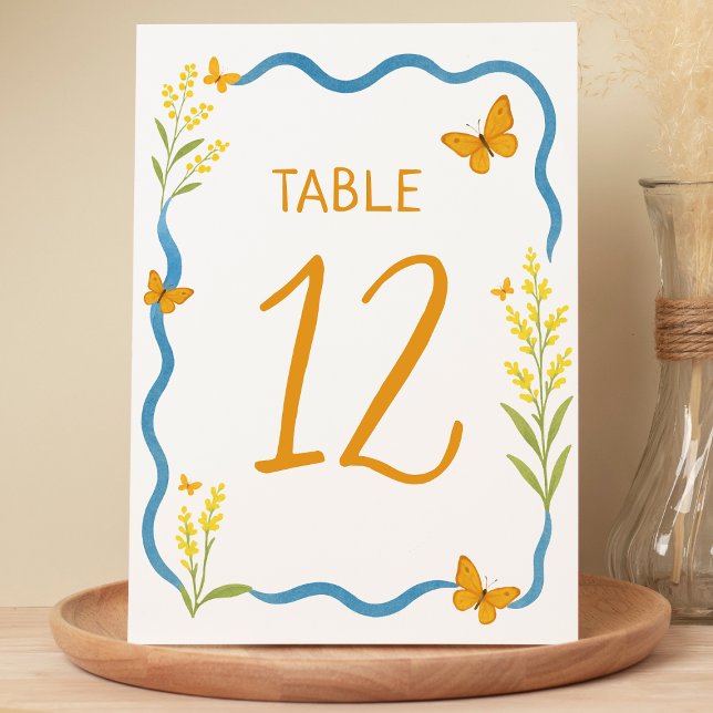 Tarjeta De Mesa Boda caprichoso de mariposa con flor silvestre (Subido por el creador)