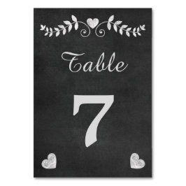 Tarjeta De Mesa Boda cardíaco Vintage Chalkboard