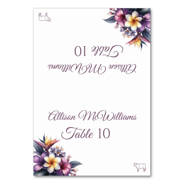 Tarjeta De Mesa Boda Carne-Carne-Floral-Tropical (Anverso)