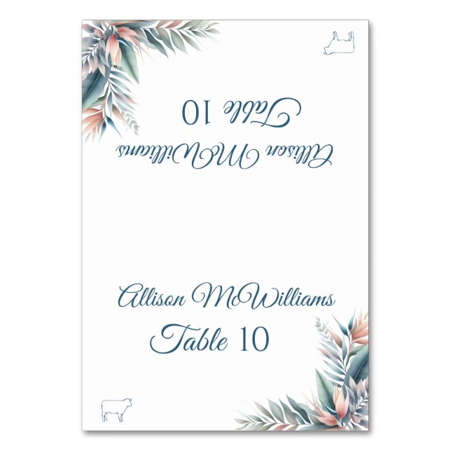 Tarjeta De Mesa Boda Cartucho - Sueño tropical - Carne- (Anverso)