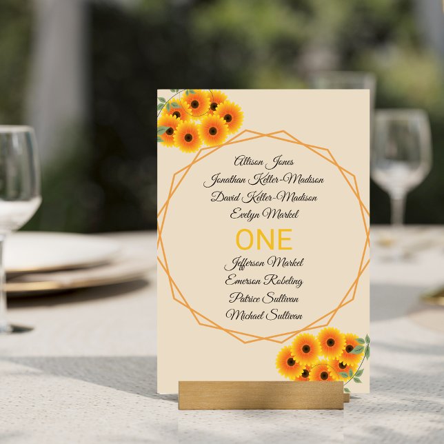 Tarjeta De Mesa Boda Casual de Girasoles (Subido por el creador)