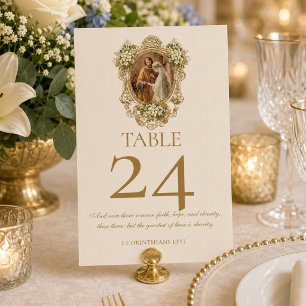 Tarjeta De Mesa Boda Católica Tradicional Desposorios María José