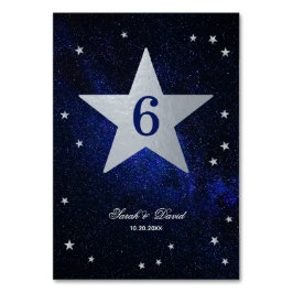 Tarjeta De Mesa Boda celeste Relieve metalizado plateado Faux Star