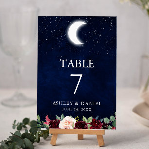 Tarjeta De Mesa Boda celeste Sky Stars Moon Floral