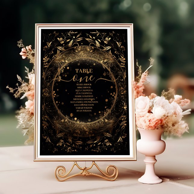 Tarjeta De Mesa Boda Celestial de Oro Negro Místico (Subido por el creador)