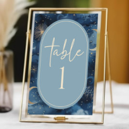 Tarjeta De Mesa Boda Celestial Elegante de Cielo Estrellado de Oro