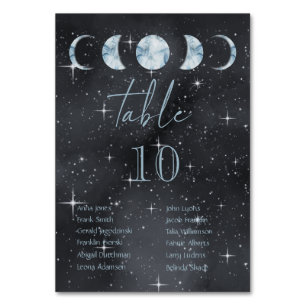 Tarjeta De Mesa Boda Celestial Fases Lunares Noche Estrellada