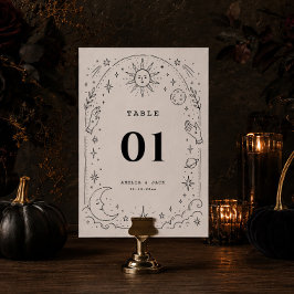 Tarjeta De Mesa Boda Celestial Zodiaco Estrellas Luna