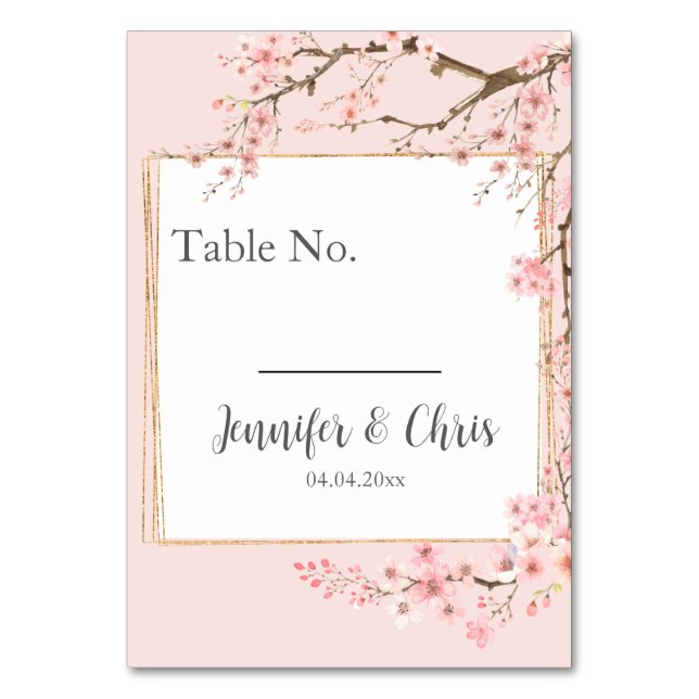 Tarjeta De Mesa Boda Cherry Blossom (Anverso)