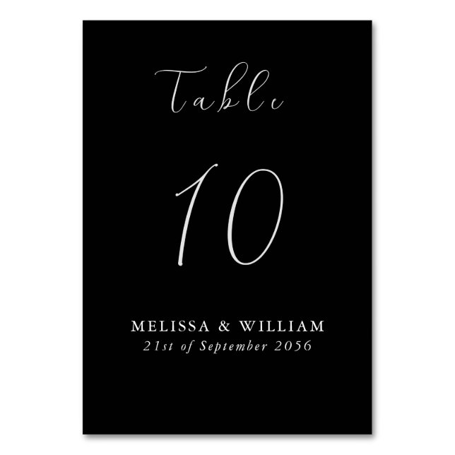 Tarjeta De Mesa Boda Chic Negro (Anverso)