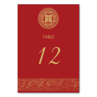 Tarjeta de mesa Boda china de doble felicidad