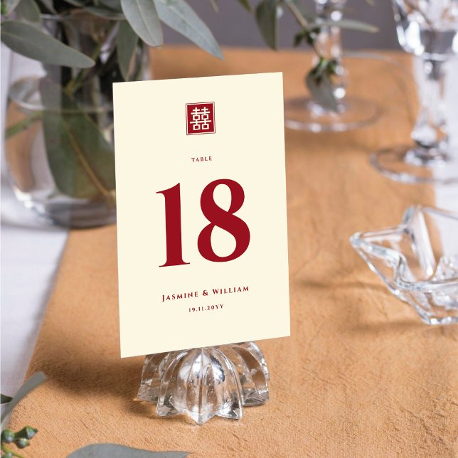 Tarjeta De Mesa Boda chino clásico cuadrado doble felicidad (Subido por el creador)