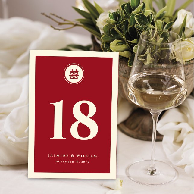 Tarjeta De Mesa Boda chino clásico de doble felicidad (Subido por el creador)