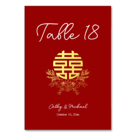 Tarjeta De Mesa Boda chino de flor de doble felicidad de círculo
