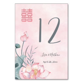 Tarjeta De Mesa Boda chino de Lotus Flower