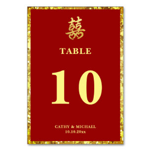 Tarjeta De Mesa Boda chino doble felicidad corazón formal rojo