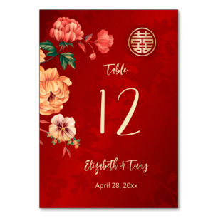 Tarjeta De Mesa Boda chino Peony