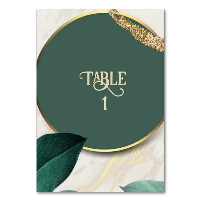 Tarjeta De Mesa Boda circular de Emerald Green (Anverso)