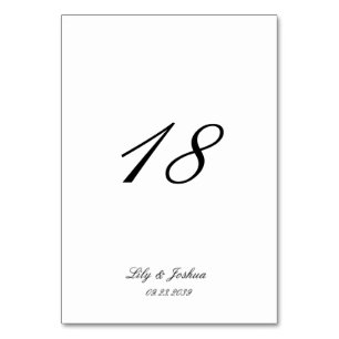 Tarjeta De Mesa Boda Clásica Atemporal en Blanco y Negro