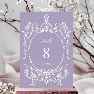 Tarjeta De Mesa Boda clásica con marco de jardín floral de lavanda